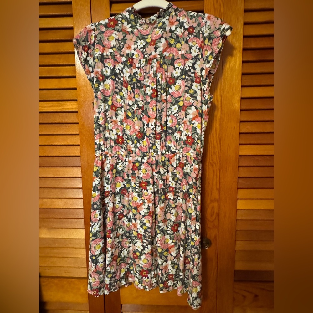 LOFT Floral Ruffle Drawstring Dress - Picture 5 of 8